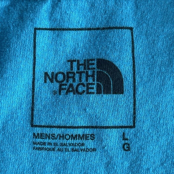 The North Face Shirt Men Large Blue Yellow Half Dome Logo Short Sleeve Exploring - Picture 5 of 10